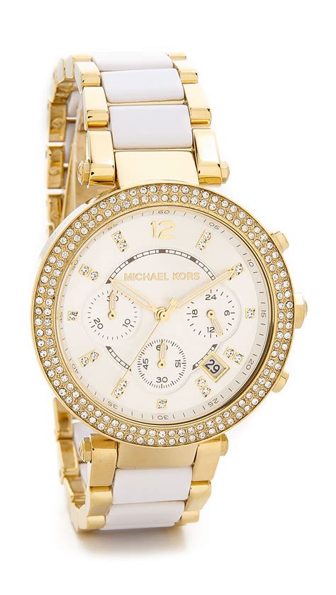 michael kors white gold watch|Michael Kors gold watch price.